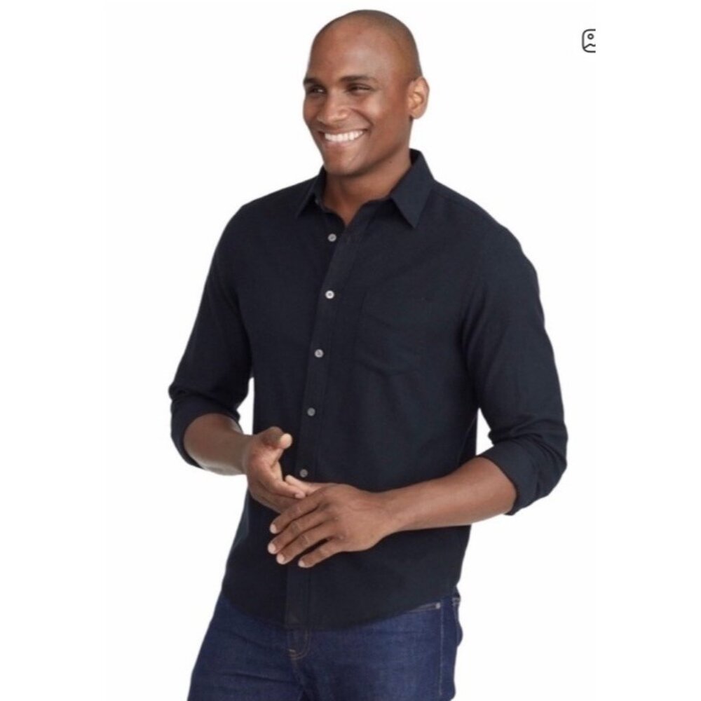 Untuckit Men's Sz L Slim Fit Black Sherwood Spread Collar Long Sleeve Shirt